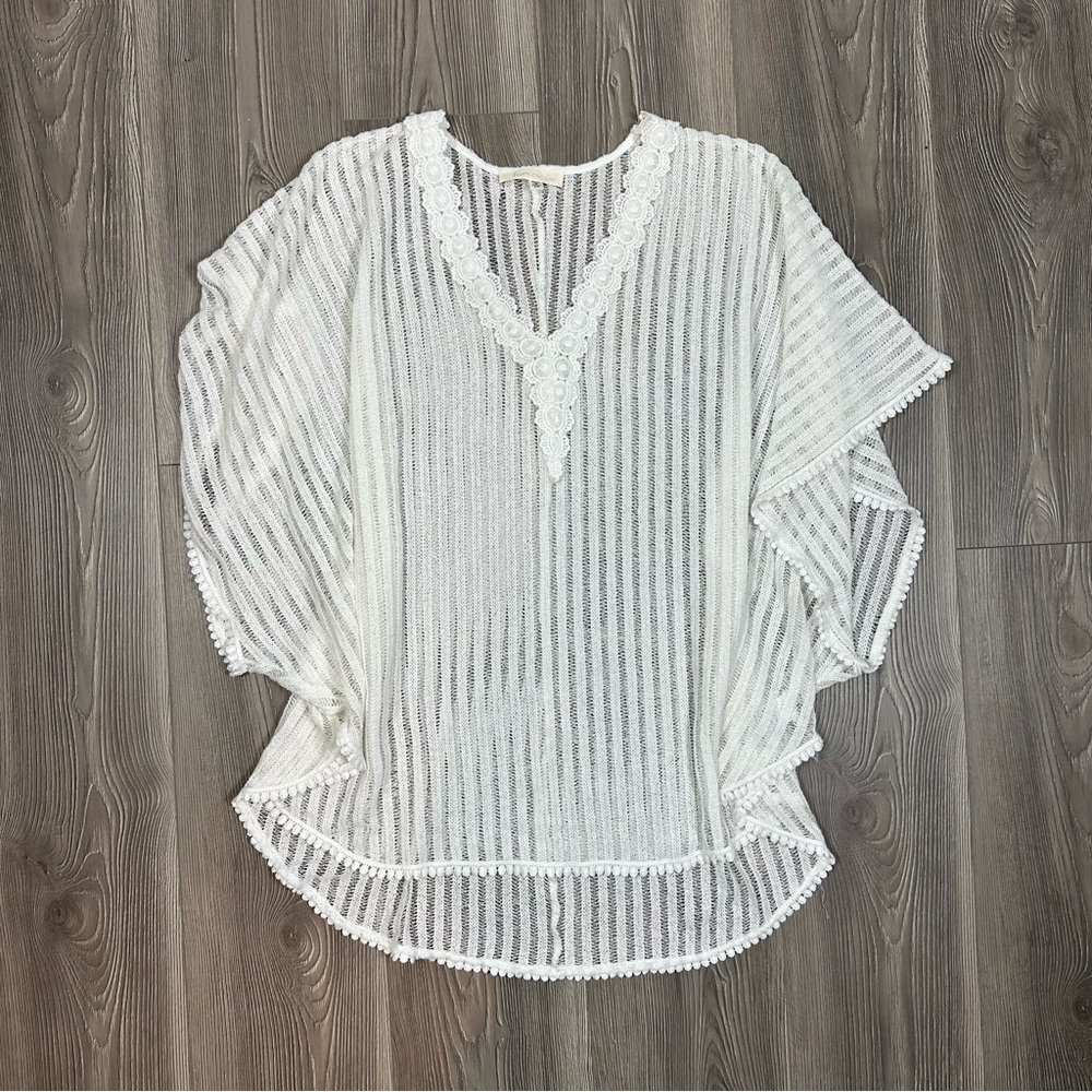 Francesca’s White Crochet Lace Bathing Suit Coverup OS Beach Resort Summer Vacay